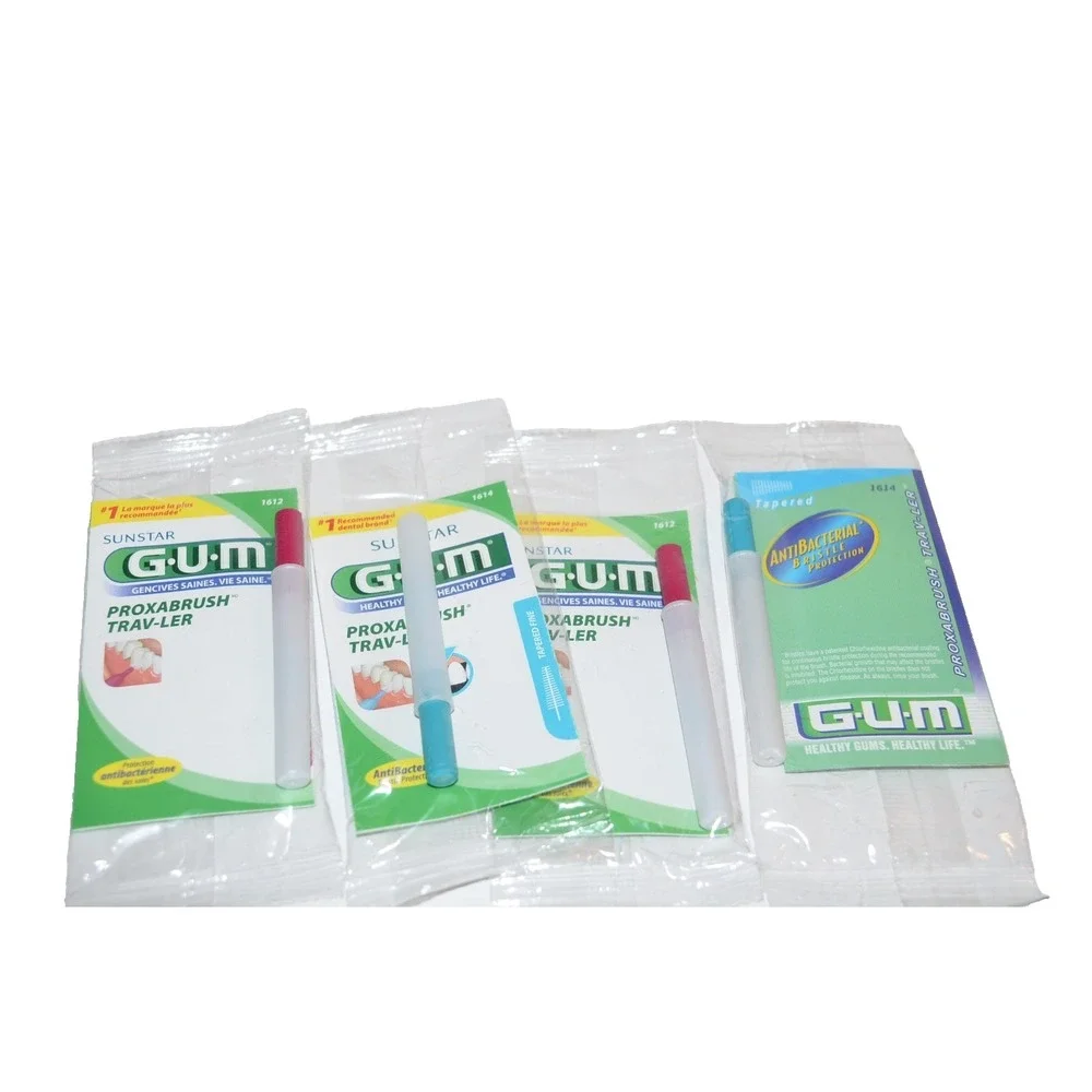4 Butler GUM Sunstar Proxabrush Trav-Ler 1612 & 1614 Tapered Fine New Sealed